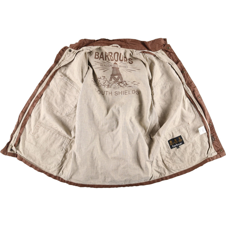2000'S Barbour INTERNATIONAL 3-Warrant Linen Jacket, Men's Size Medium linen brown type Vintage Second Hand