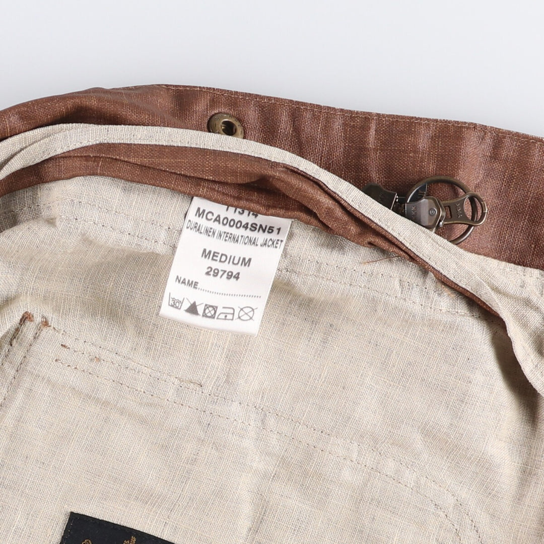2000'S Barbour INTERNATIONAL 3-Warrant Linen Jacket, Men's Size Medium linen brown type Vintage Second Hand