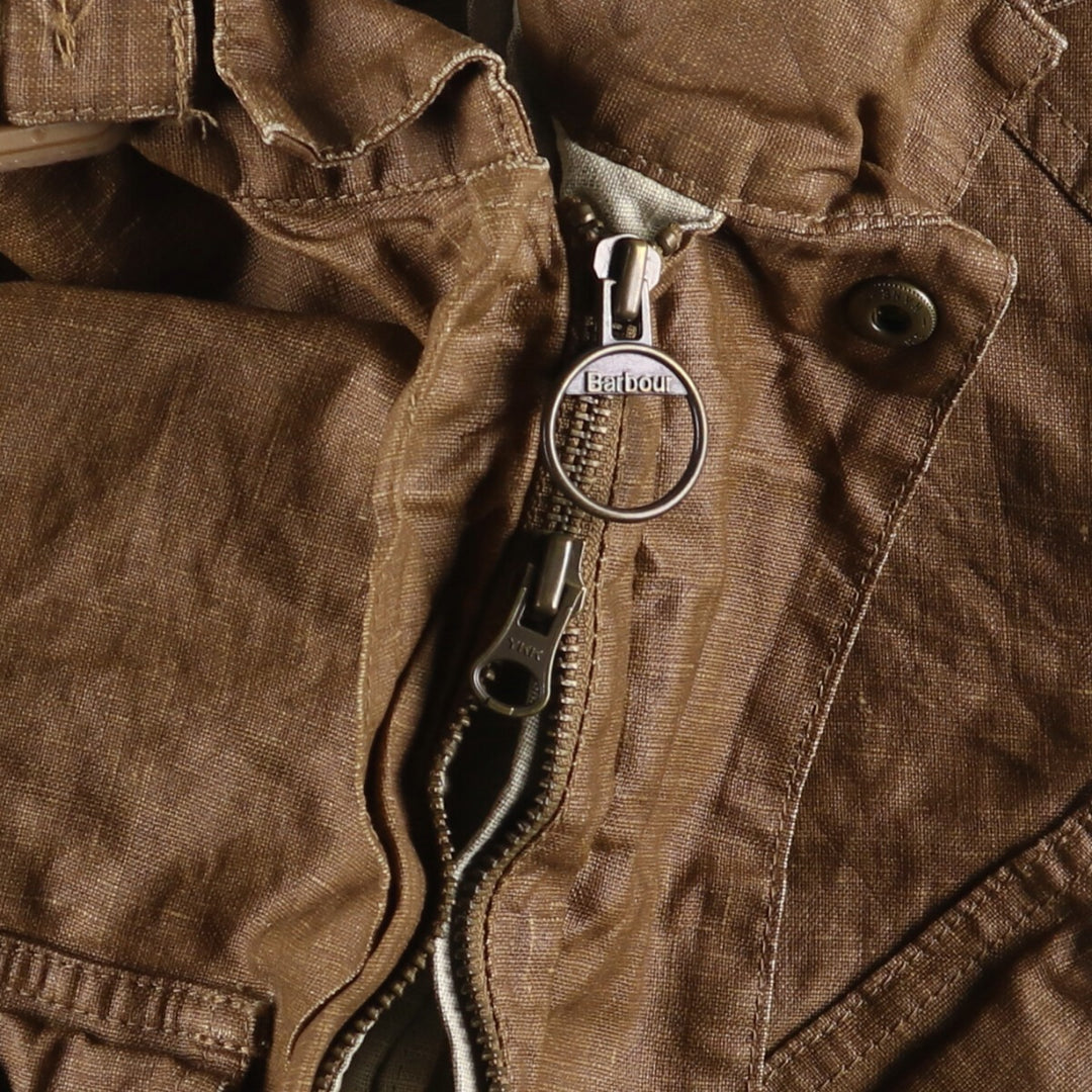 2000'S Barbour INTERNATIONAL 3-Warrant Linen Jacket, Men's Size Medium linen brown type Vintage Second Hand