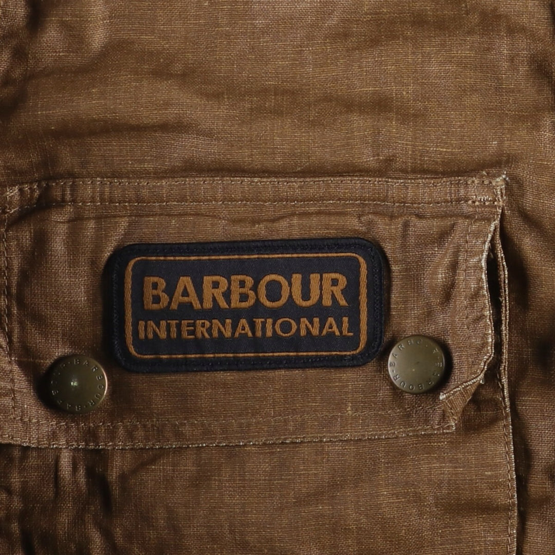 2000'S Barbour INTERNATIONAL 3-Warrant Linen Jacket, Men's Size Medium linen brown type Vintage Second Hand