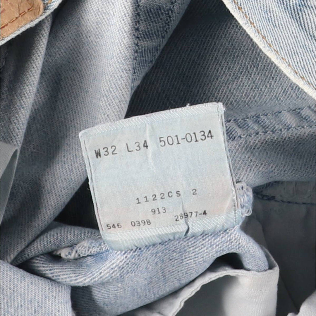 90'S Levi's 501-0134 Straight Denim Pants Made in USA Men's W30 Vintage cotton blue type Vintage Second Hand
