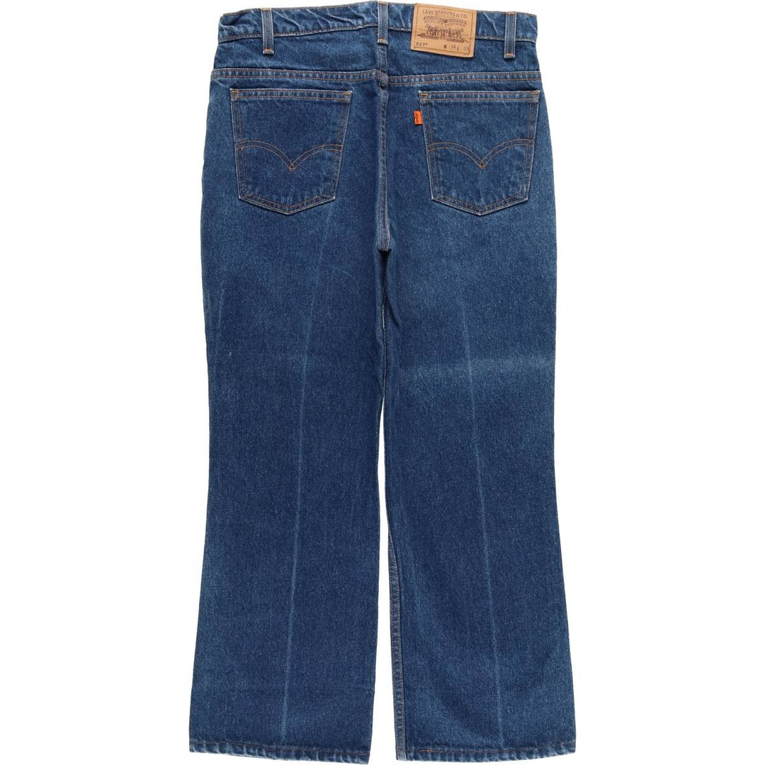 90'S Levi's 517 20517-0217 Orange Tab Bootcut Denim Pants, Made in USA, Men's Size W32, Vintage cotton Navy blue Vintage Second Hand