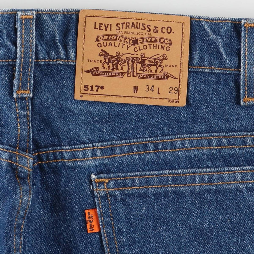 90'S Levi's 517 20517-0217 Orange Tab Bootcut Denim Pants, Made in USA, Men's Size W32, Vintage cotton Navy blue Vintage Second Hand
