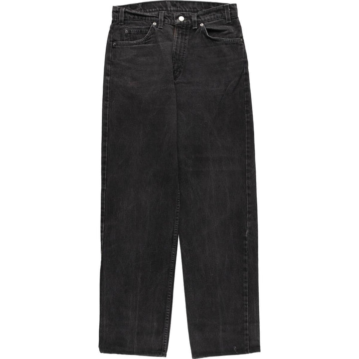 90'S Levi's 550 Relaxed Fit Tapered Denim Pants with Orange Tabs and Black Denim, Men's Size W31 (Vintage) cotton black type Vintage Second Hand