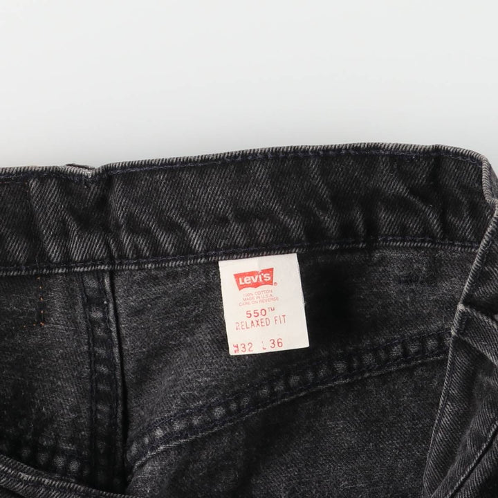90'S Levi's 550 Relaxed Fit Tapered Denim Pants with Orange Tabs and Black Denim, Men's Size W31 (Vintage) cotton black type Vintage Second Hand