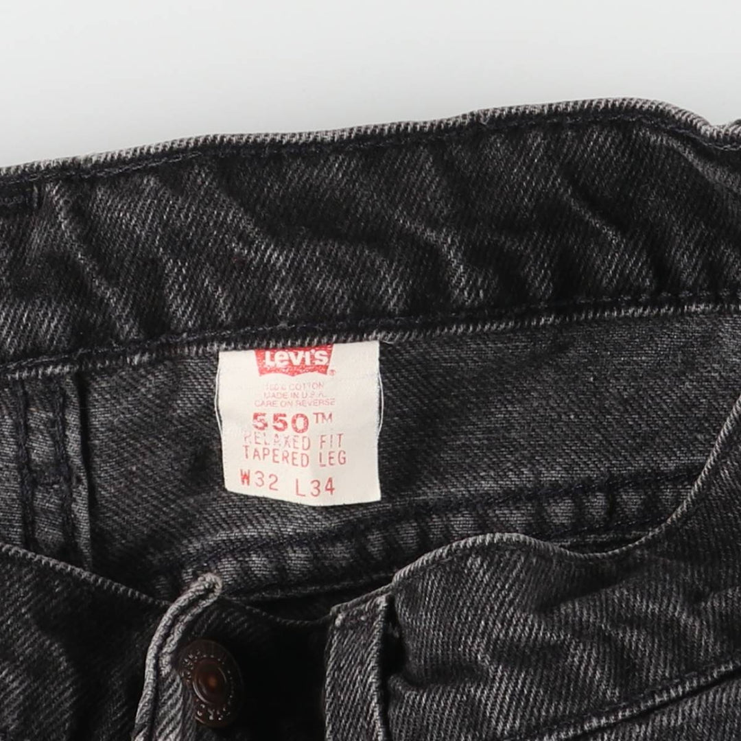 90'S Levi's 550 Relaxed Fit Tapered Leg Black Denim Pants, Men's, Vintage, Size W31 cotton black type Vintage Second Hand