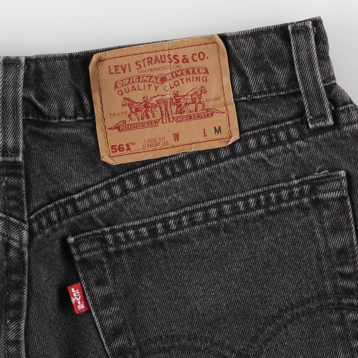 90'S Levi's 561 Loose Fit Straight Leg Black Denim Tapered Denim Pants, Made in USA, Women's Size L (W30) cotton black type Vintage Second Hand