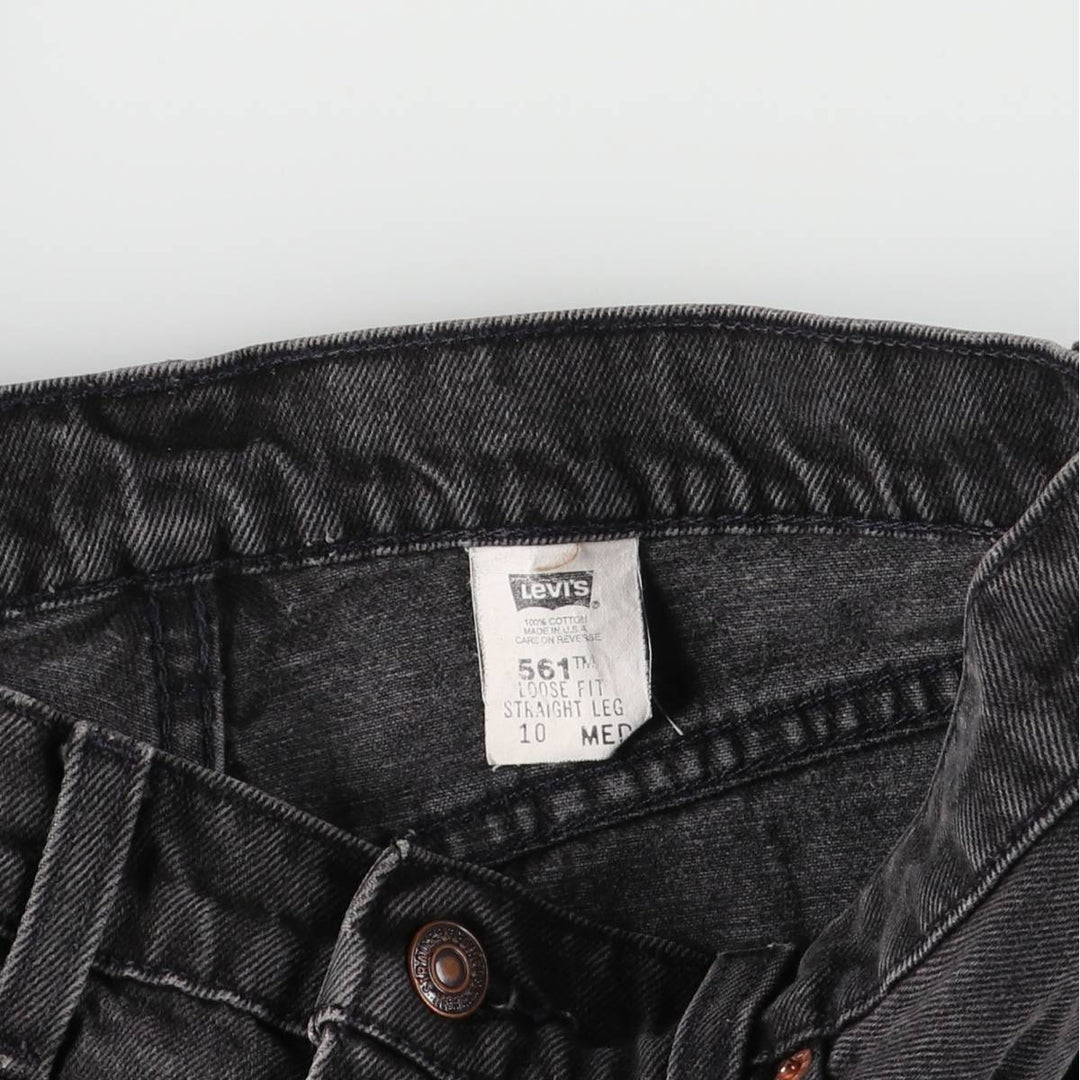 90'S Levi's 561 Loose Fit Straight Leg Black Denim Tapered Denim Pants, Made in USA, Women's Size L (W30) cotton black type Vintage Second Hand