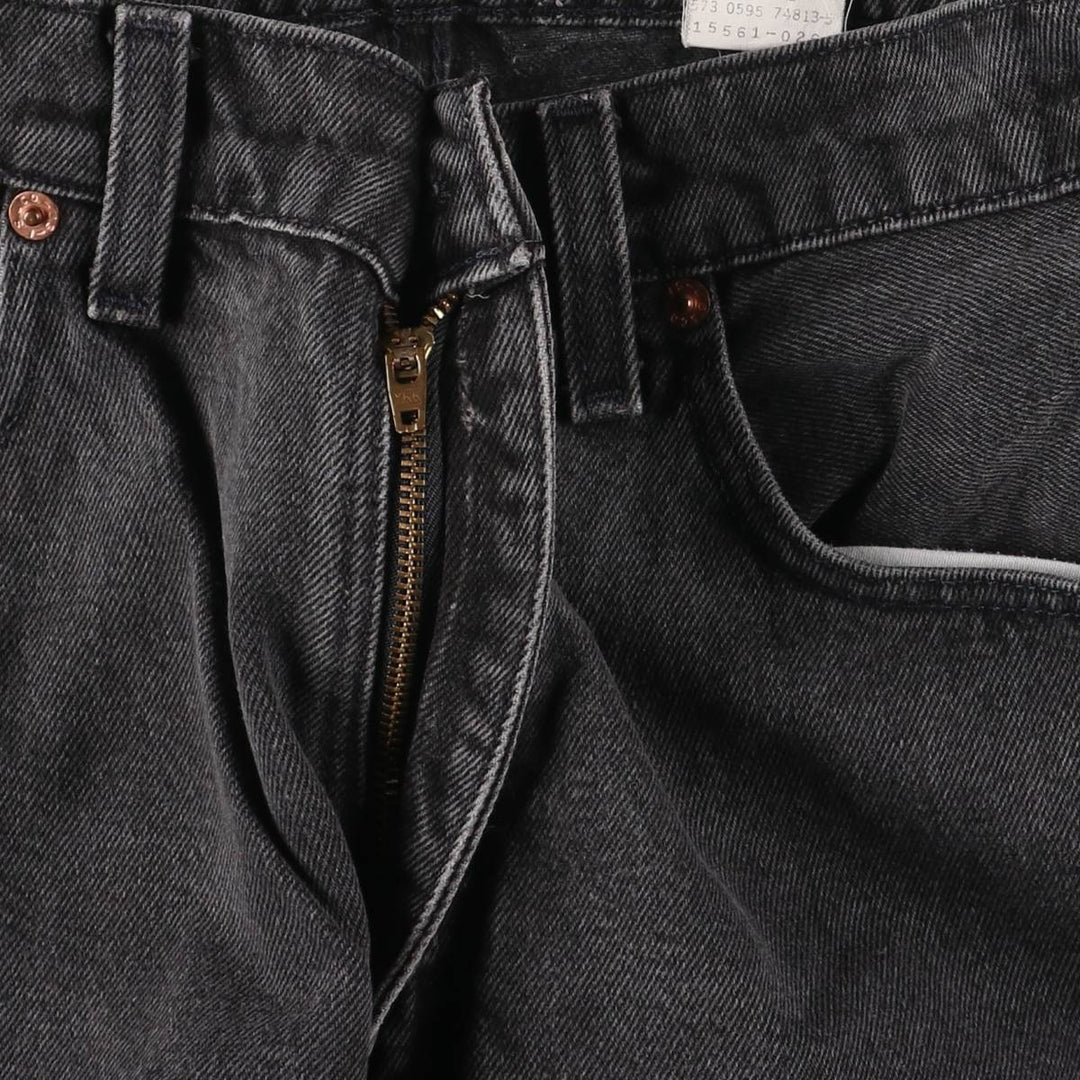 90'S Levi's 561 Loose Fit Straight Leg Black Denim Tapered Denim Pants, Made in USA, Women's Size L (W30) cotton black type Vintage Second Hand