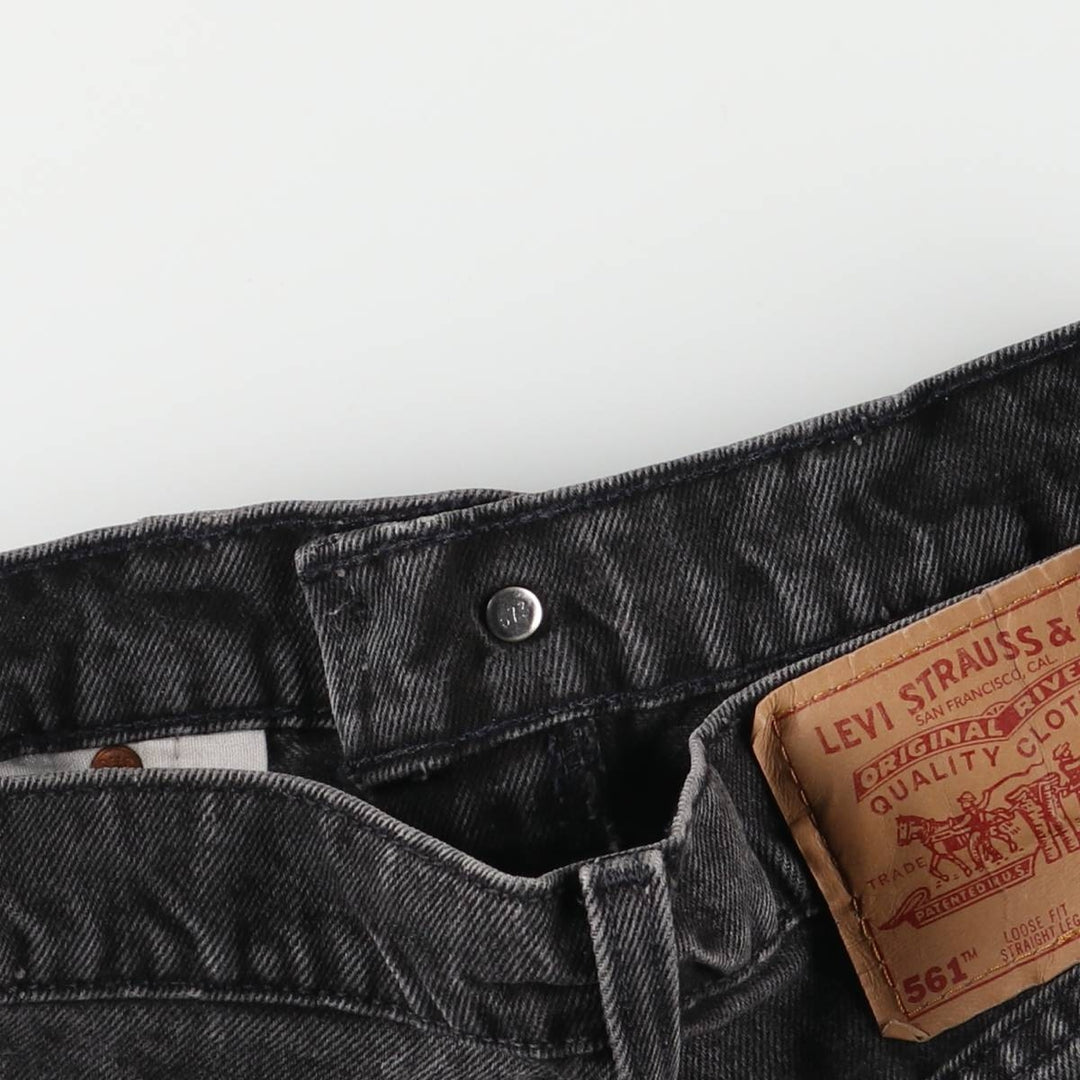 90'S Levi's 561 Loose Fit Straight Leg Black Denim Tapered Denim Pants, Made in USA, Women's Size L (W30) cotton black type Vintage Second Hand
