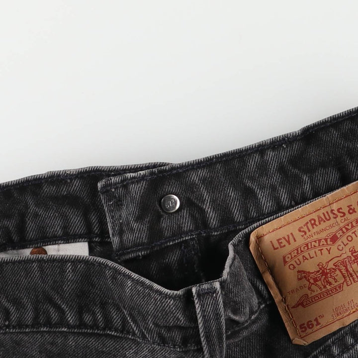 90'S Levi's 561 Loose Fit Straight Leg Black Denim Tapered Denim Pants, Made in USA, Women's Size L (W30) cotton black type Vintage Second Hand
