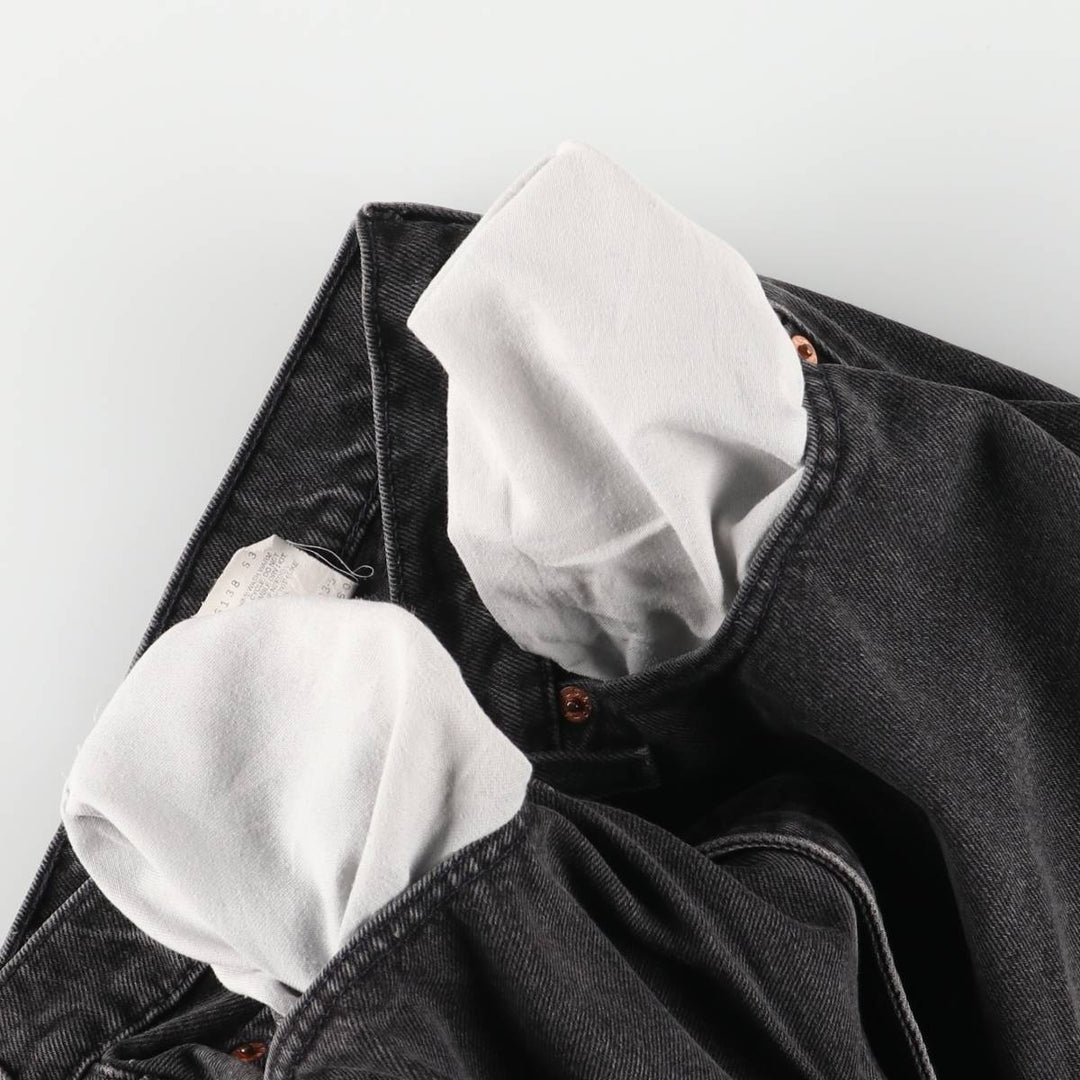 90'S Levi's 561 Loose Fit Straight Leg Black Denim Tapered Denim Pants, Made in USA, Women's Size L (W30) cotton black type Vintage Second Hand