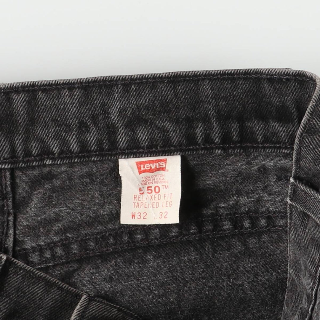 90'S Levi's 550 Relaxed Fit Tapered Leg Tapered Denim Pants with Orange Tabs and Black Denim, Men's Size 32 cotton black type Vintage Second Hand