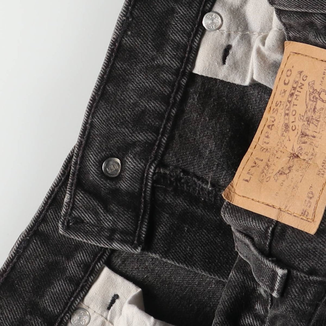 90'S Levi's 550 Relaxed Fit Tapered Leg Tapered Denim Pants with Orange Tabs and Black Denim, Men's Size 32 cotton black type Vintage Second Hand