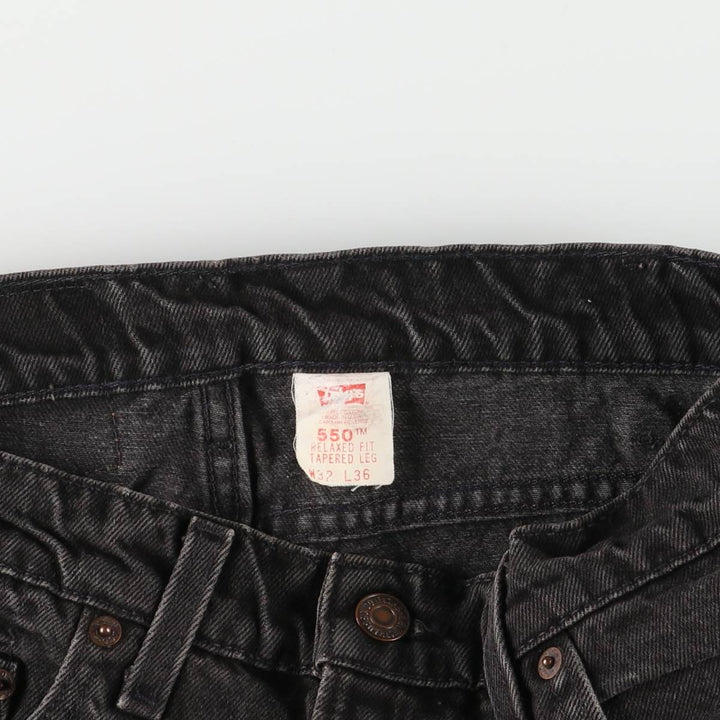 90'S Levi's 550 Relaxed Fit Tapered Leg Black Denim Pants, Men's, Vintage, Size W30 cotton black type Vintage Second Hand