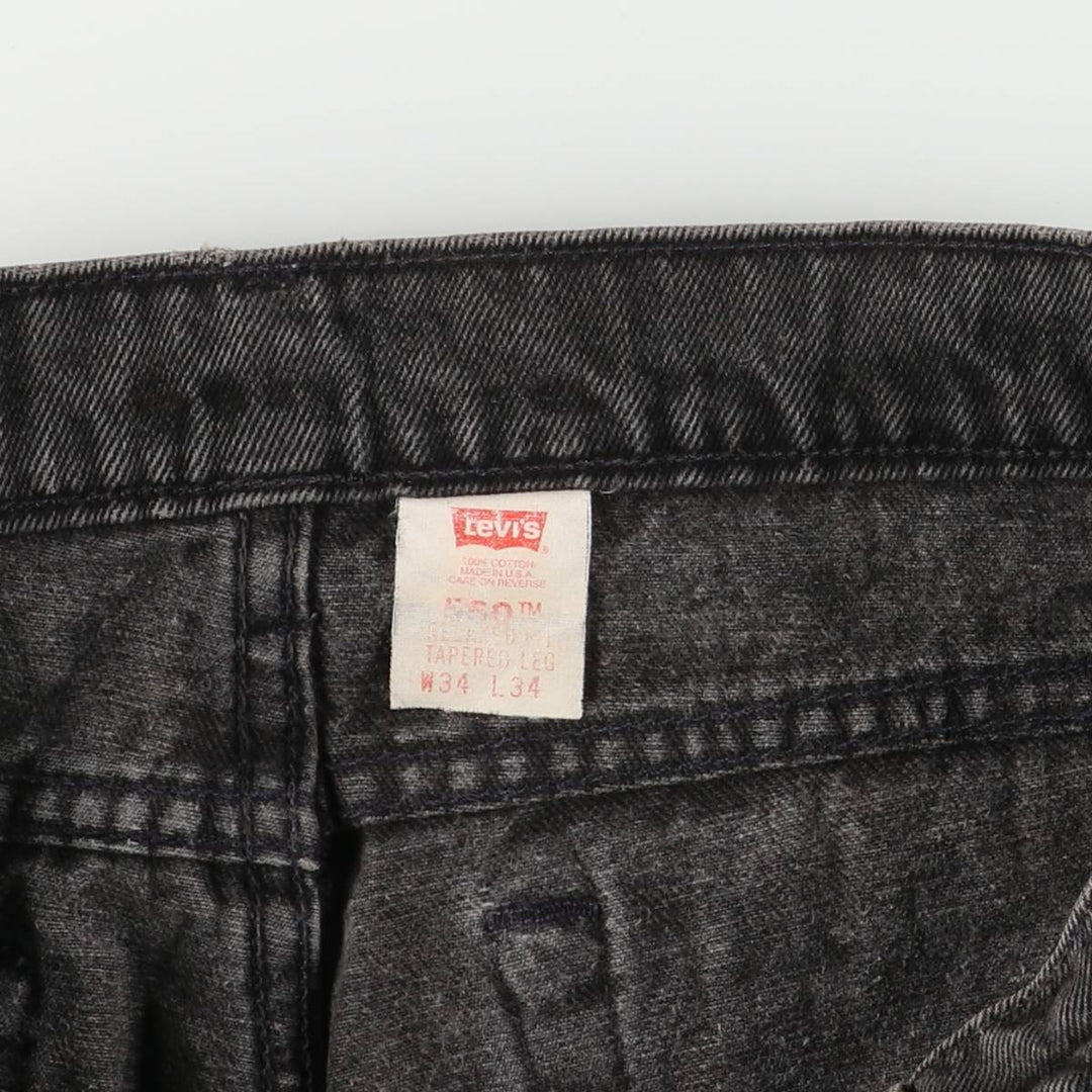 90'S Levi's 550 Relaxed Fit Tapered Leg Black Denim Pants, Men's, Vintage, Size W33 cotton black type Vintage Second Hand