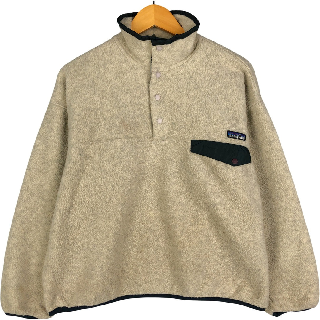 90'S Patagonia Synchilla Snap-T 25450S6 Half-Snap Fleece Pullover, Men's Size L polyester Beige type Vintage Second Hand