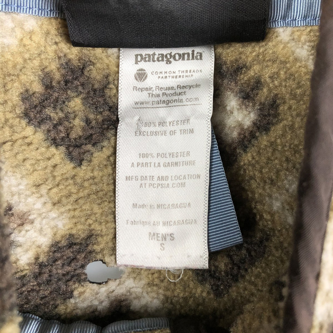 Patagonia Lightweight Synchilla Snap Tee 25580SP13 Native Pattern Half-Snap Fleece Pullover, Men's Size Small polyester Khaki type beige Vintage Second Hand
