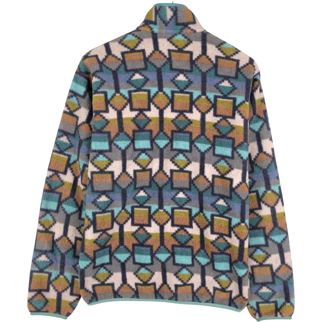 Patagonia Lightweight Synchilla Snap Tee 25580FA19, All-Over Print Half-Snap Fleece Pullover, Men's Size Small recycled polyester brown type Vintage Second Hand