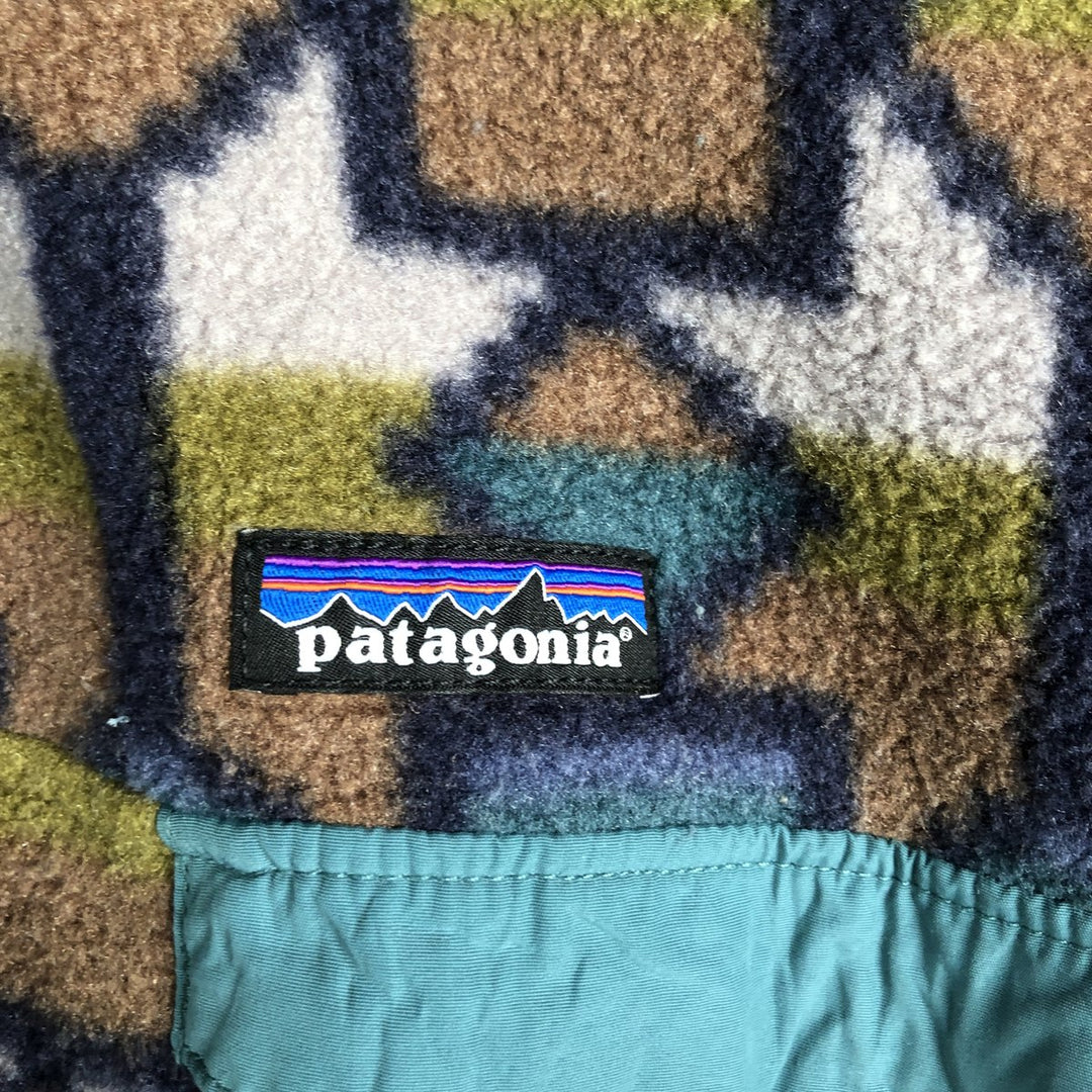 Patagonia Lightweight Synchilla Snap Tee 25580FA19, All-Over Print Half-Snap Fleece Pullover, Men's Size Small recycled polyester brown type Vintage Second Hand