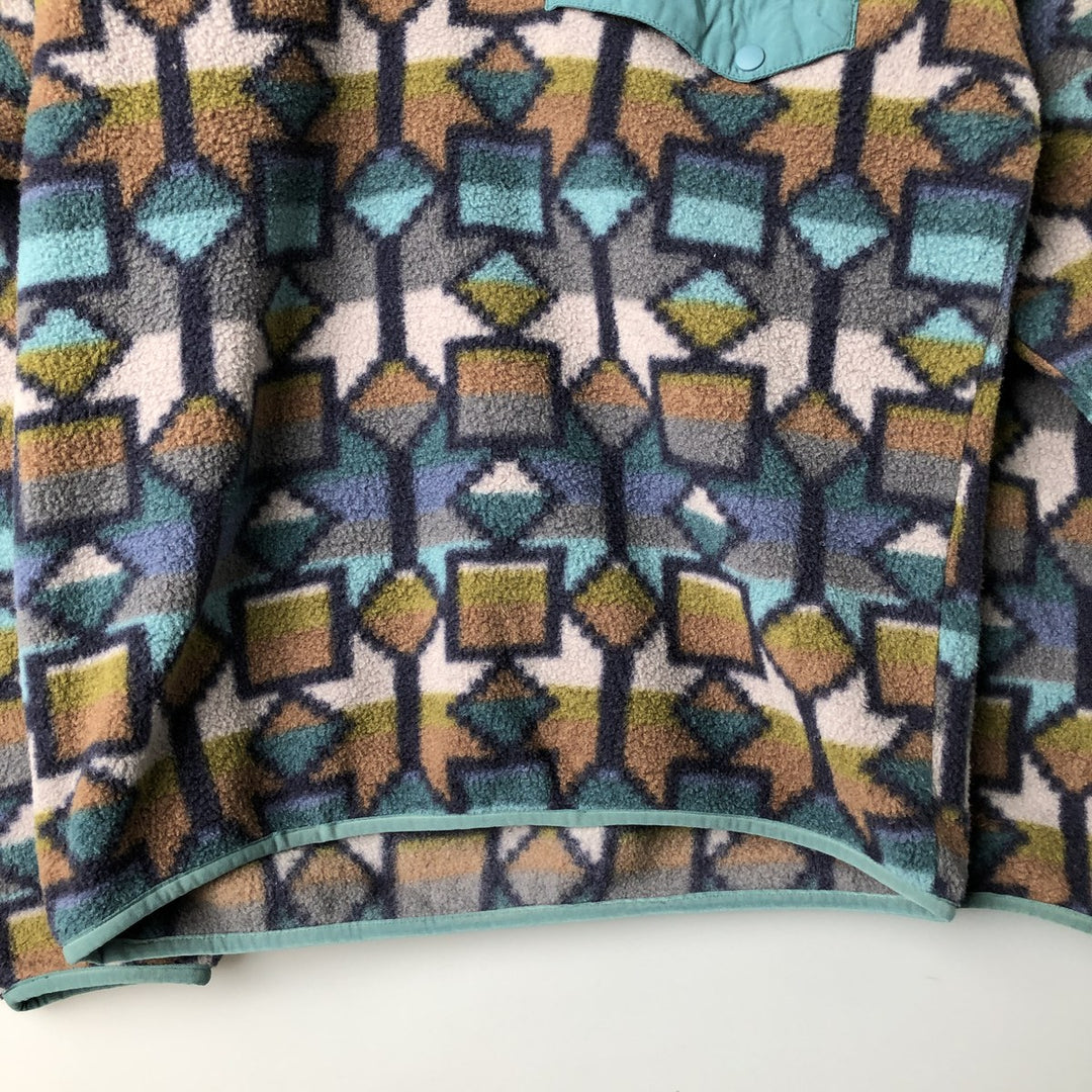 Patagonia Lightweight Synchilla Snap Tee 25580FA19, All-Over Print Half-Snap Fleece Pullover, Men's Size Small recycled polyester brown type Vintage Second Hand