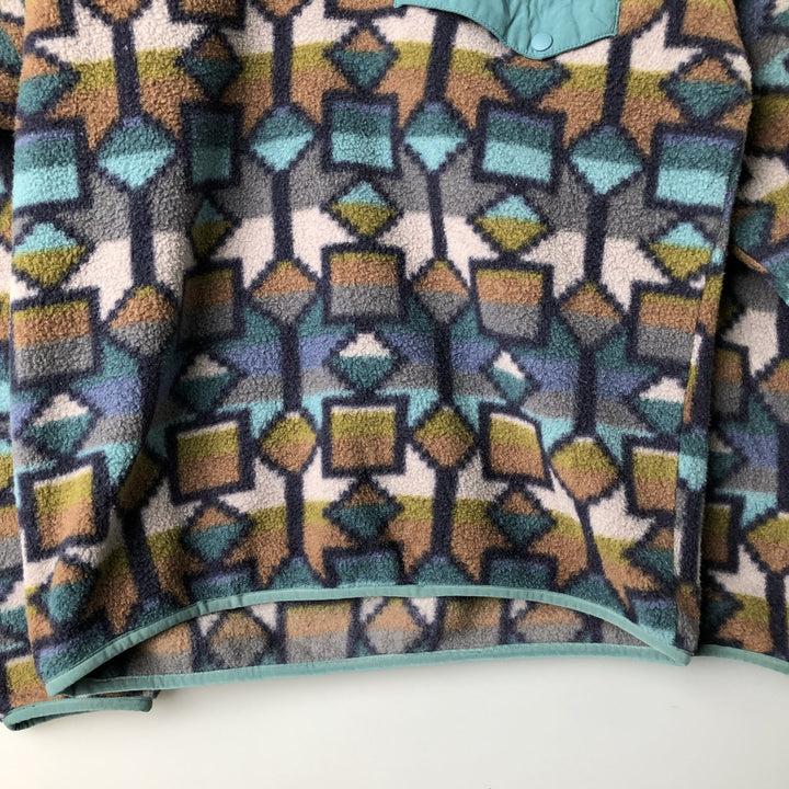 Patagonia Lightweight Synchilla Snap Tee 25580FA19, All-Over Print Half-Snap Fleece Pullover, Men's Size Small recycled polyester brown type Vintage Second Hand