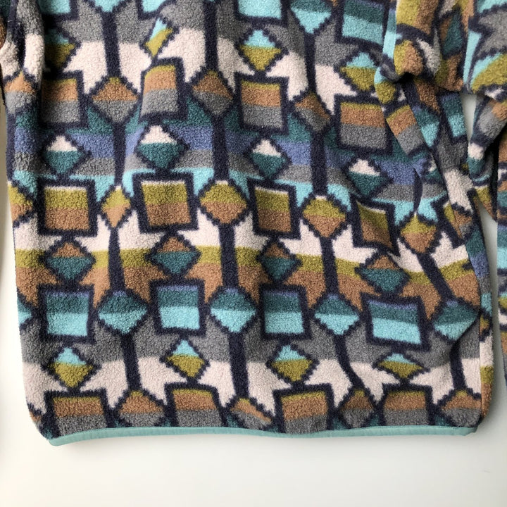 Patagonia Lightweight Synchilla Snap Tee 25580FA19, All-Over Print Half-Snap Fleece Pullover, Men's Size Small recycled polyester brown type Vintage Second Hand