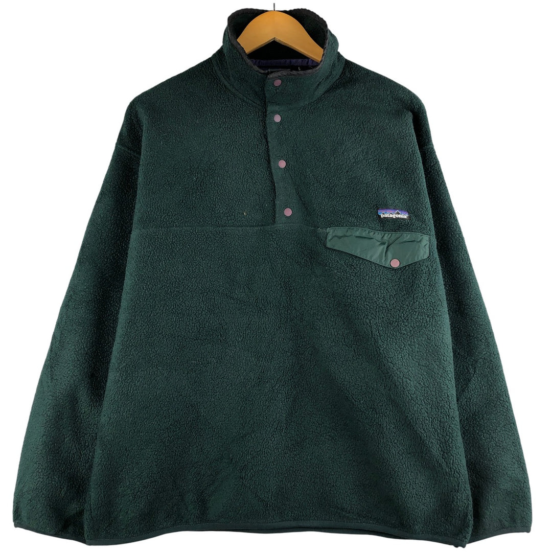 90'S Patagonia Synchilla Snap-T 25450S98 Half-Snap Fleece Pullover, Men's Size L, Vintage unclear Green type dark green Vintage Second Hand