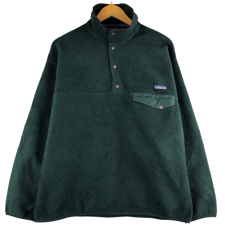 90'S Patagonia Synchilla Snap-T 25450S98 Half-Snap Fleece Pullover, Men's Size L, Vintage unclear Green type dark green Vintage Second Hand