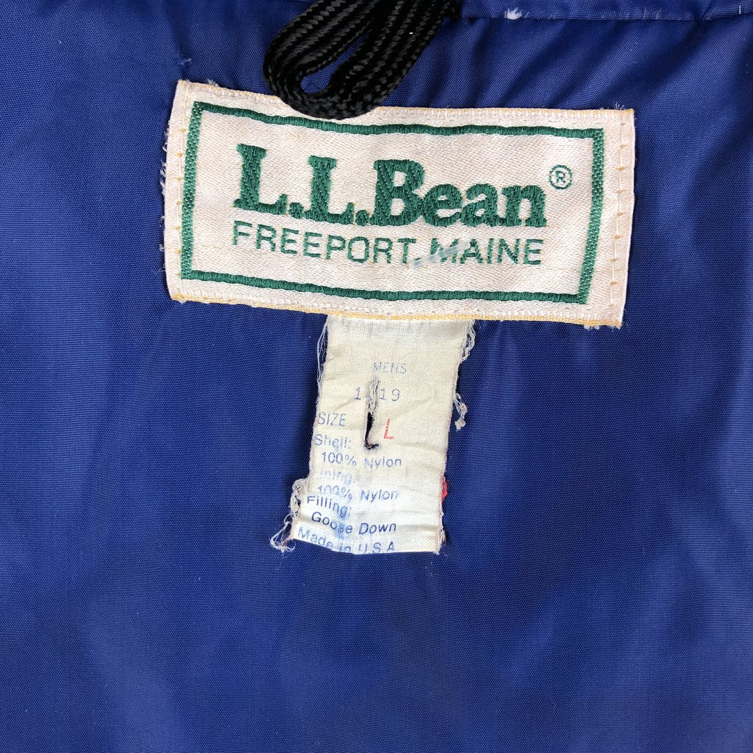 Vintage LLBean goose down vest from the 1970'S to 1980s, made in the USA, size L, men's. Nylon blue type Vintage Second Hand