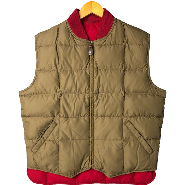 Vintage 80s-90'S Eddie Bauer reversible goose down vest with black tag, size M, men's polyester Beige type Vintage Second Hand