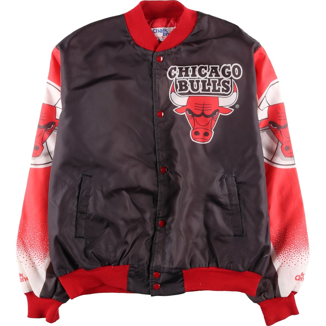 80s-90'S Chalk Line Chicago Bulls Nylon Varsity Jacket, Made in USA, Men's XL polyester red type Vintage Second Hand