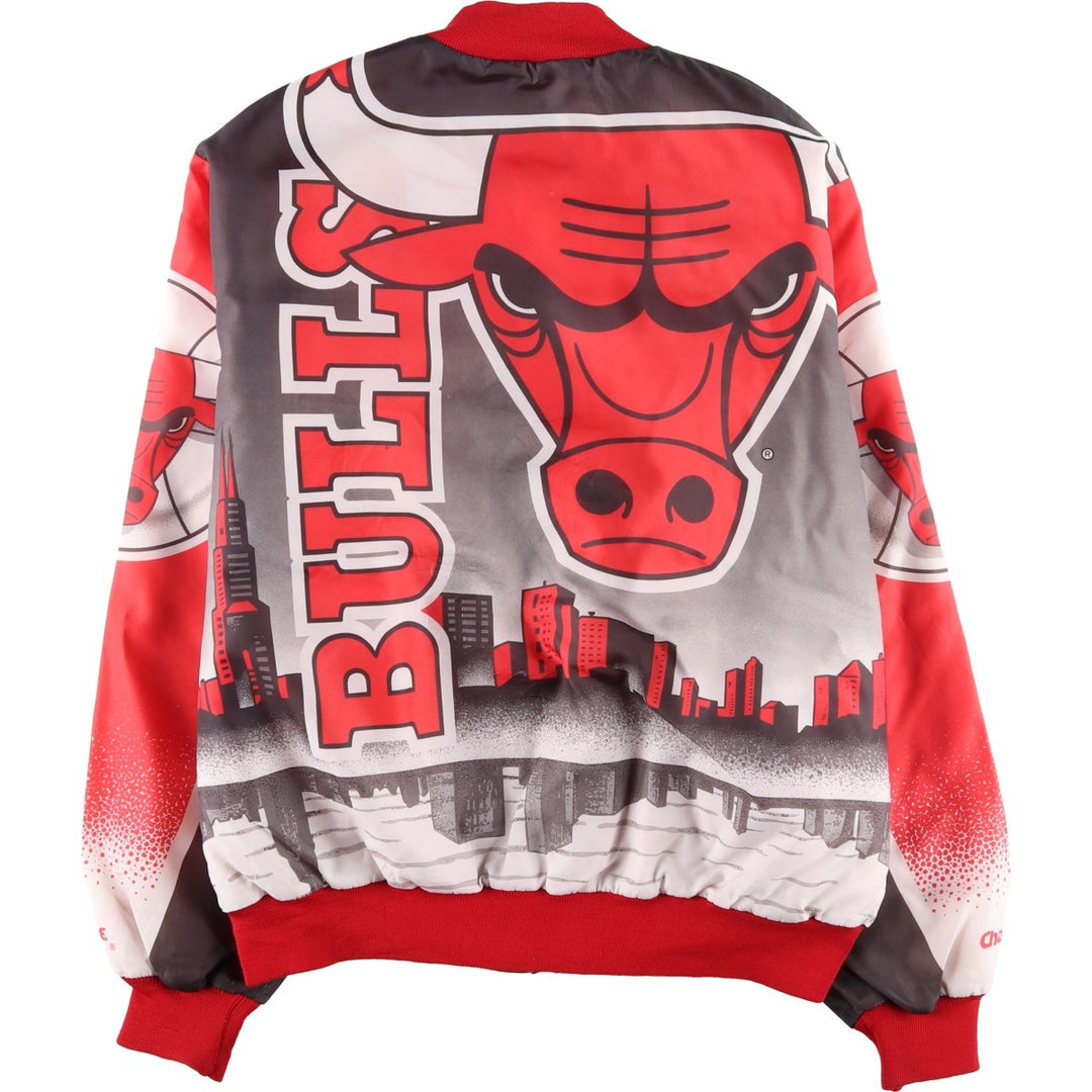 80s-90'S Chalk Line Chicago Bulls Nylon Varsity Jacket, Made in USA, Men's XL polyester red type Vintage Second Hand