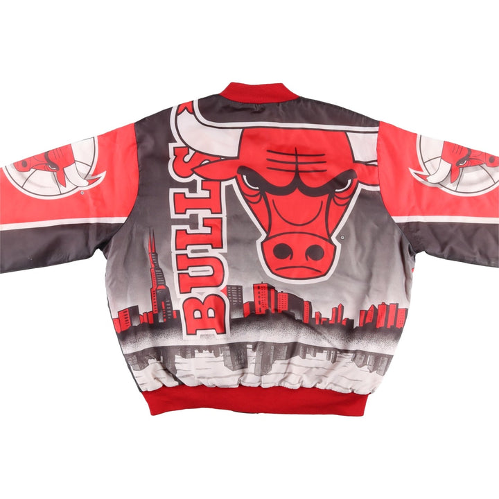 80s-90'S Chalk Line Chicago Bulls Nylon Varsity Jacket, Made in USA, Men's XL polyester red type Vintage Second Hand