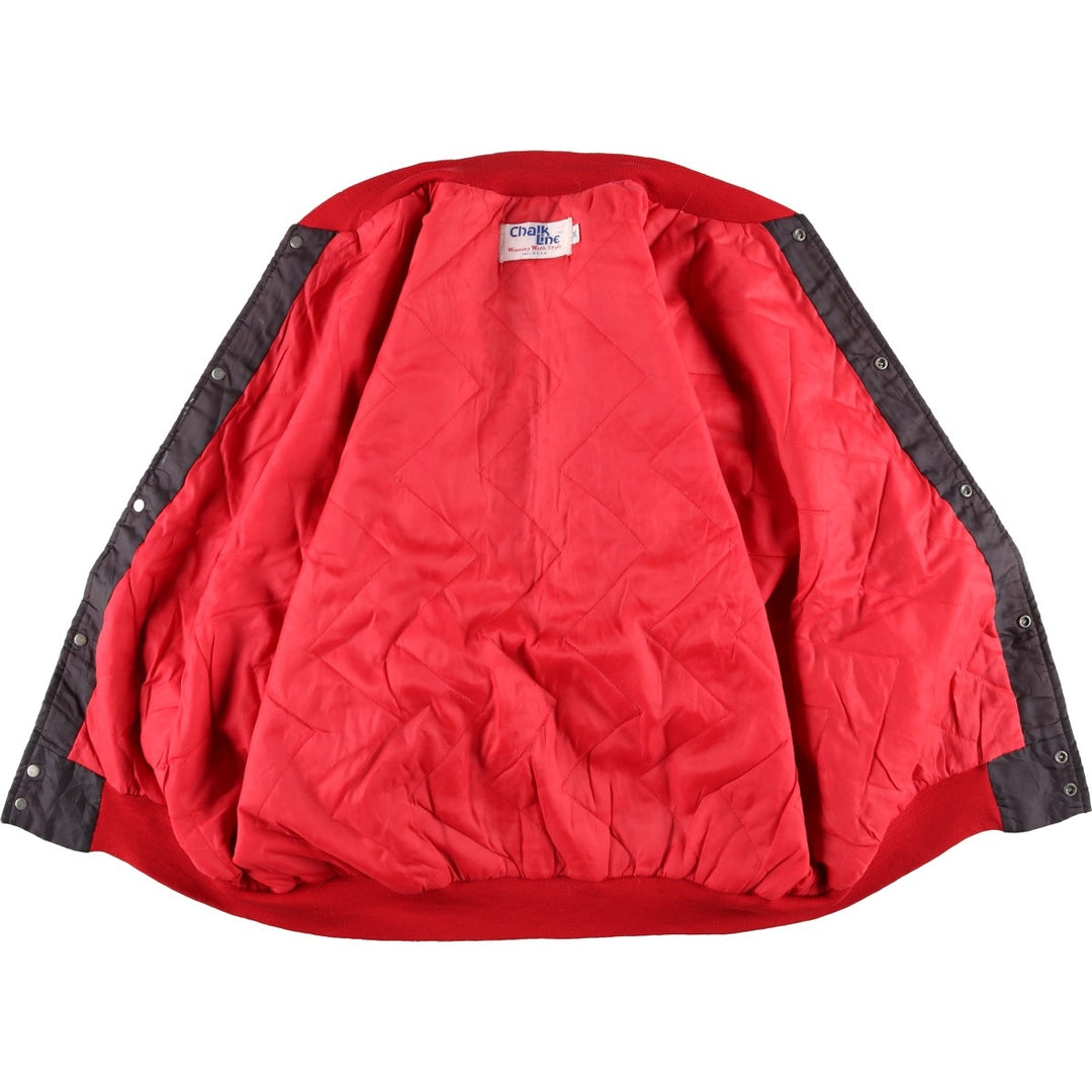 80s-90'S Chalk Line Chicago Bulls Nylon Varsity Jacket, Made in USA, Men's XL polyester red type Vintage Second Hand