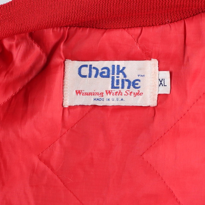 80s-90'S Chalk Line Chicago Bulls Nylon Varsity Jacket, Made in USA, Men's XL polyester red type Vintage Second Hand