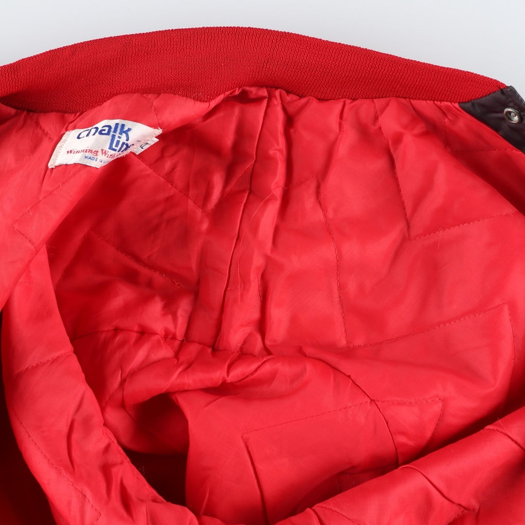 80s-90'S Chalk Line Chicago Bulls Nylon Varsity Jacket, Made in USA, Men's XL polyester red type Vintage Second Hand