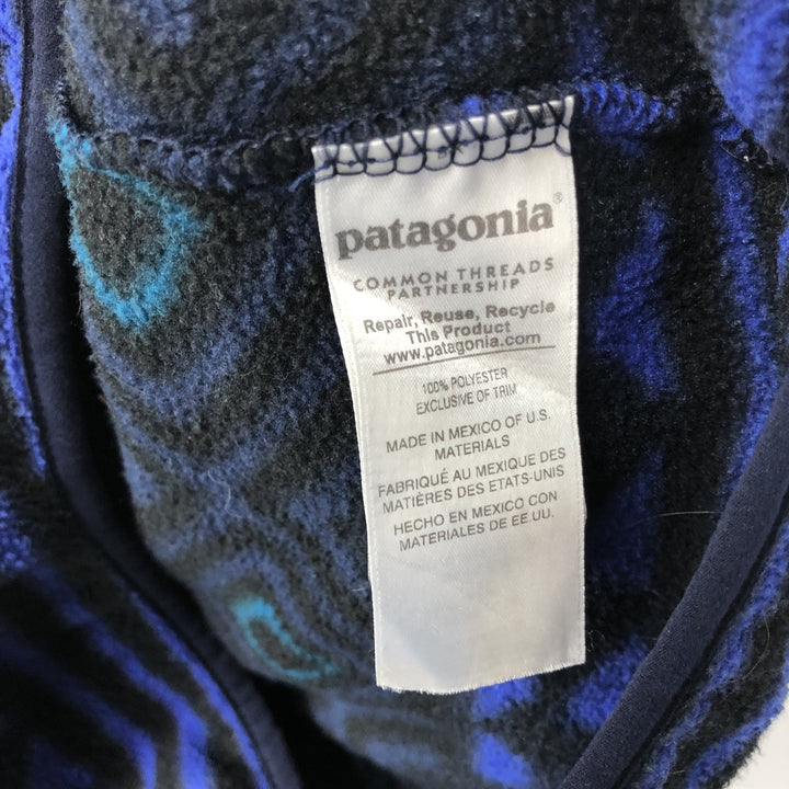 Patagonia Synchilla Snap-on Tee (25450FA16) - Native Pattern Half-Snap Fleece Pullover, Men's Size Small polyester navy blue type Vintage Second Hand