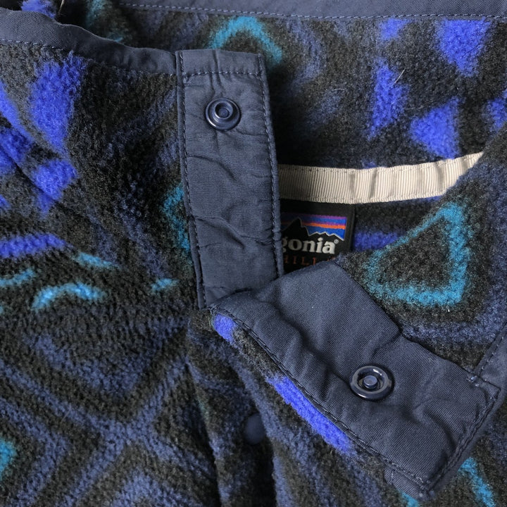 Patagonia Synchilla Snap-on Tee (25450FA16) - Native Pattern Half-Snap Fleece Pullover, Men's Size Small polyester navy blue type Vintage Second Hand