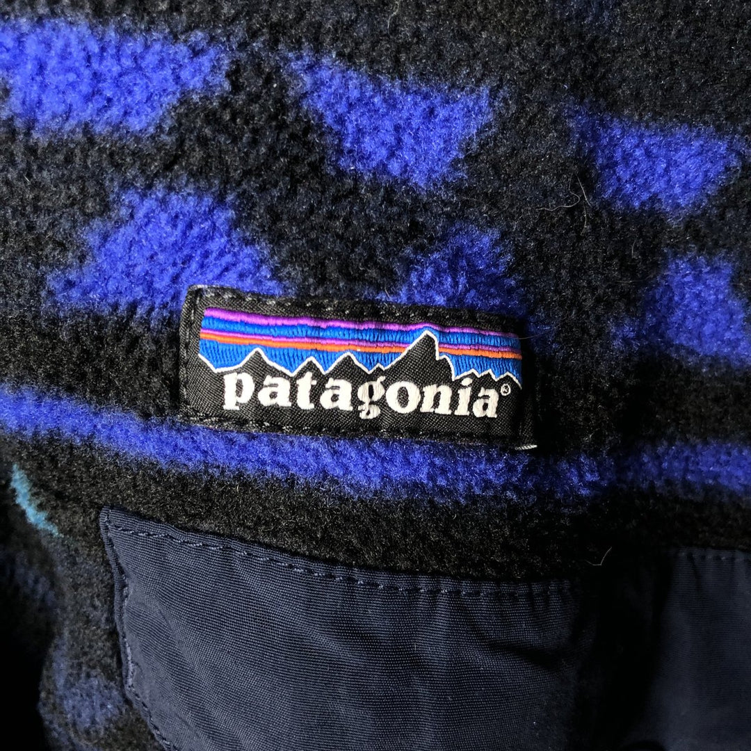 Patagonia Synchilla Snap-on Tee (25450FA16) - Native Pattern Half-Snap Fleece Pullover, Men's Size Small polyester navy blue type Vintage Second Hand