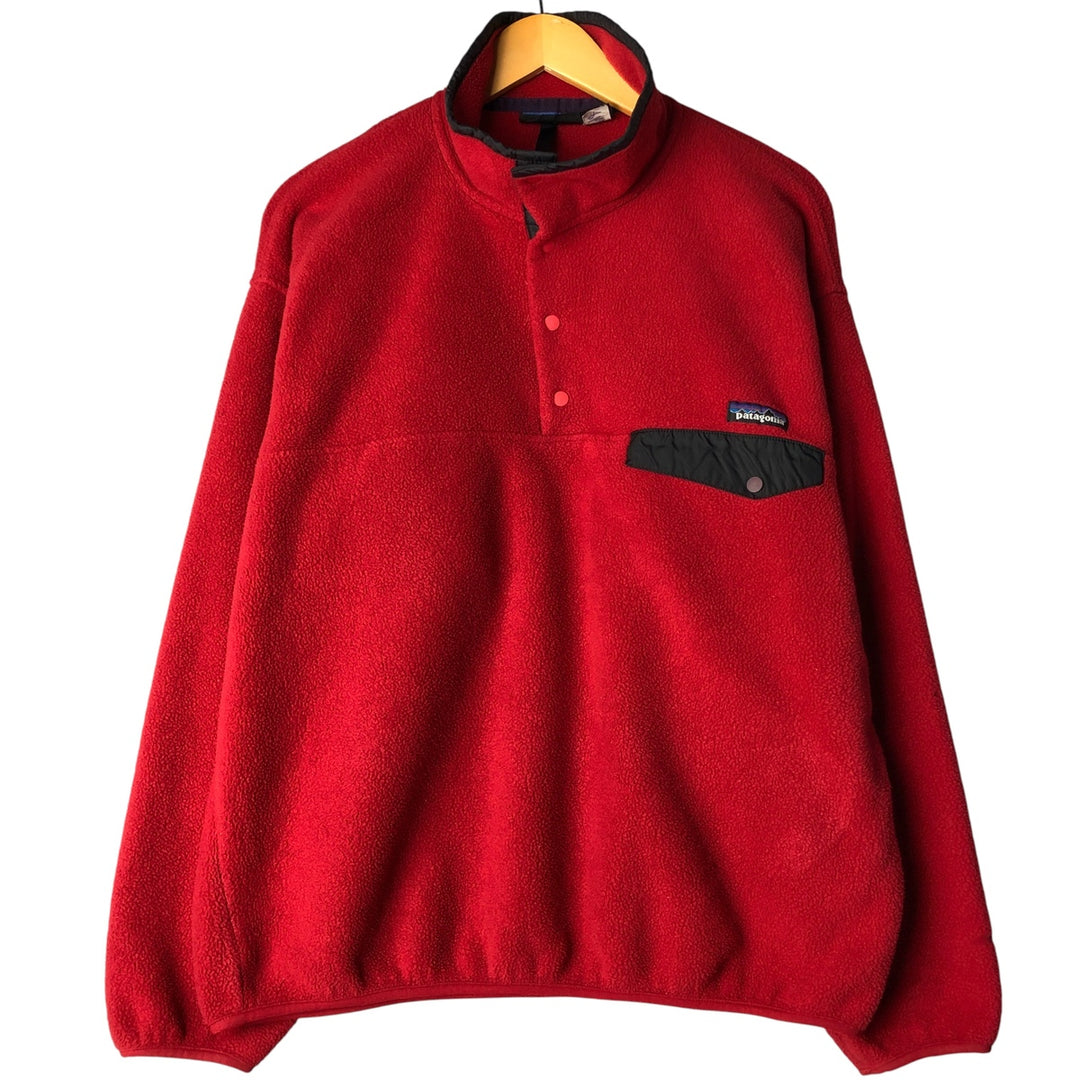 90'S Patagonia Synchilla Snap-T 25450FA98 Half-Snap Fleece Pullover, Made in USA, Men's Size L polyester red type Vintage Second Hand