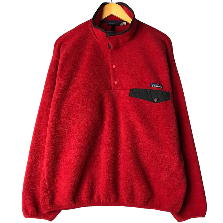 90'S Patagonia Synchilla Snap-T 25450FA98 Half-Snap Fleece Pullover, Made in USA, Men's Size L polyester red type Vintage Second Hand