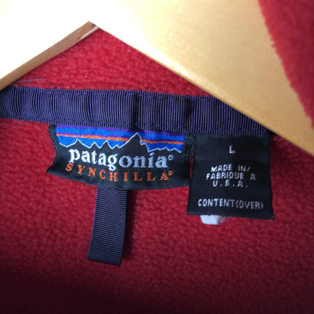 90'S Patagonia Synchilla Snap-T 25450FA98 Half-Snap Fleece Pullover, Made in USA, Men's Size L polyester red type Vintage Second Hand