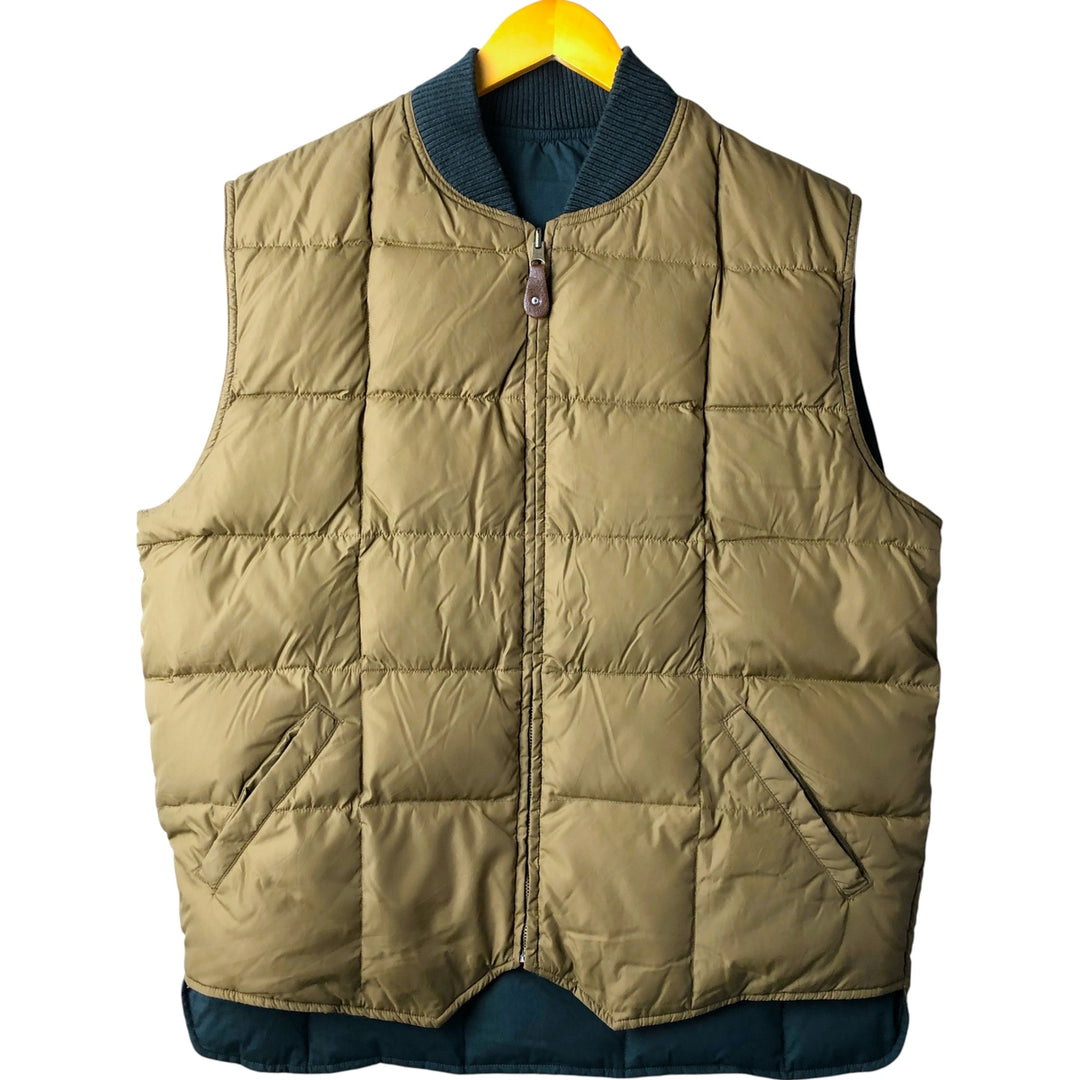 Vintage 1970s-1980'S Eddie Bauer reversible Canadian goose down vest with black tag, size L, men's polyester Beige type Vintage Second Hand