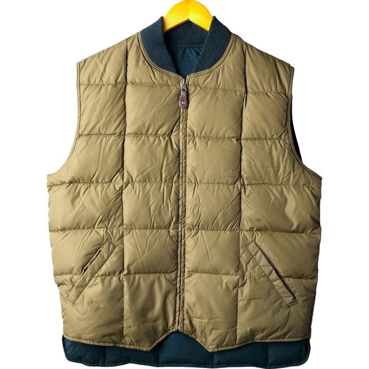 Vintage 1970s-1980'S Eddie Bauer reversible Canadian goose down vest with black tag, size L, men's polyester Beige type Vintage Second Hand