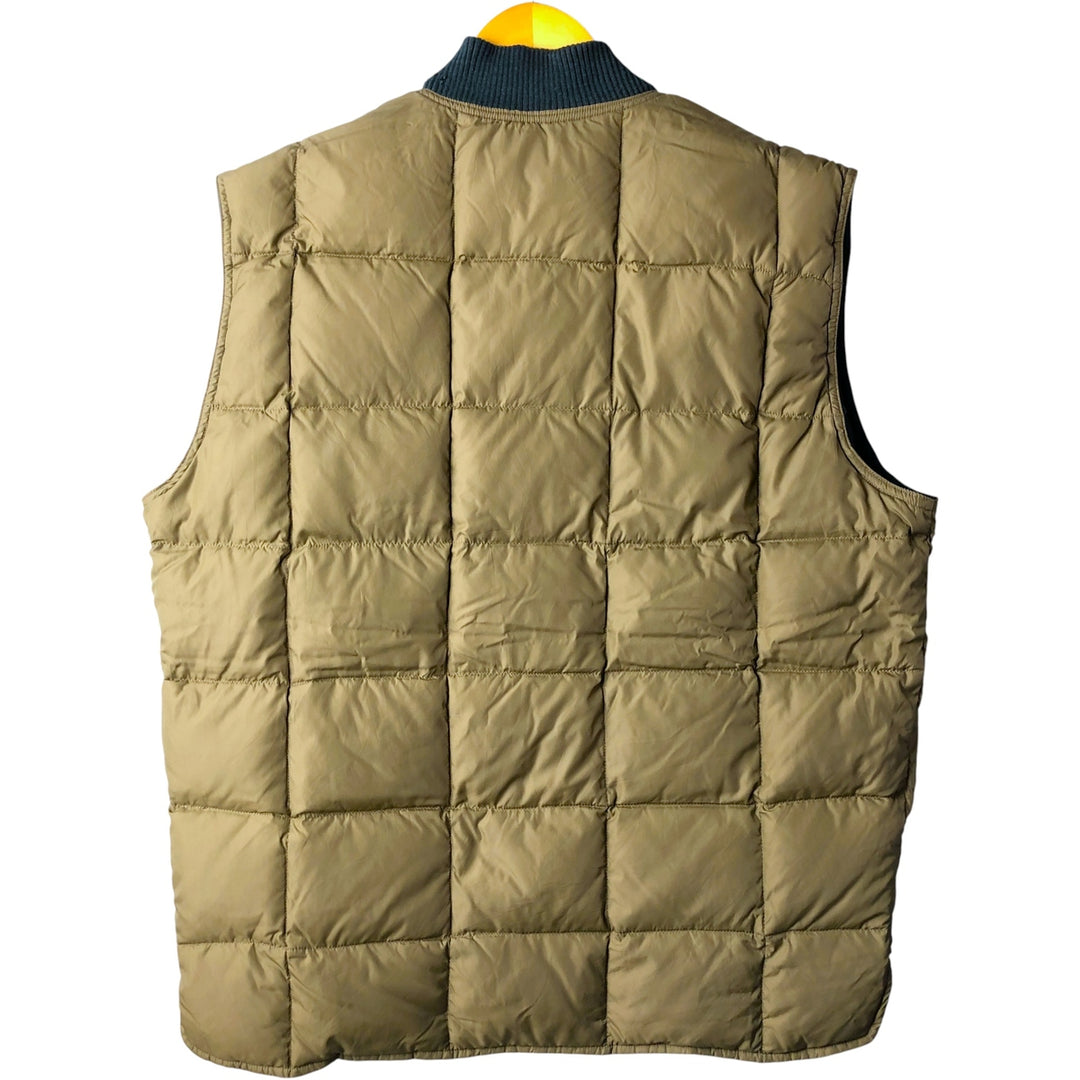 Vintage 1970s-1980'S Eddie Bauer reversible Canadian goose down vest with black tag, size L, men's polyester Beige type Vintage Second Hand