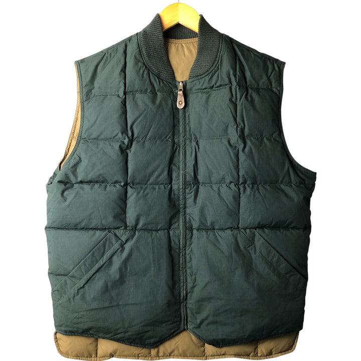 Vintage 1970s-1980'S Eddie Bauer reversible Canadian goose down vest with black tag, size L, men's polyester Beige type Vintage Second Hand