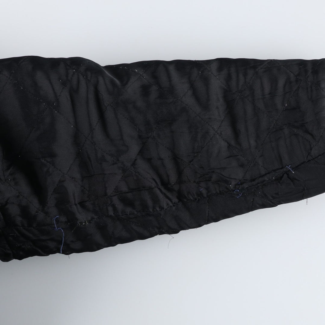 LEE'S SPORTING GOOD CO. Padded Varsity Jacket with Leather Sleeves and Wool Buttons, Men's Size L, Vintage unclear navy blue type Vintage Second Hand