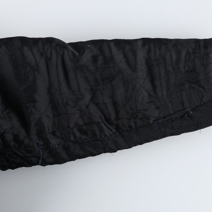 LEE'S SPORTING GOOD CO. Padded Varsity Jacket with Leather Sleeves and Wool Buttons, Men's Size L, Vintage unclear navy blue type Vintage Second Hand