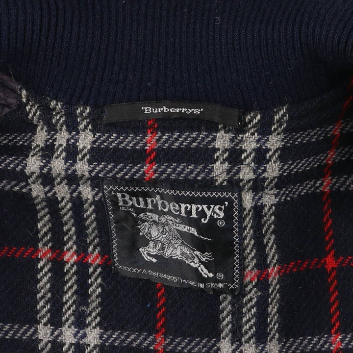 Burberry's wool blouson, men's size L unclear navy blue type Vintage Second Hand